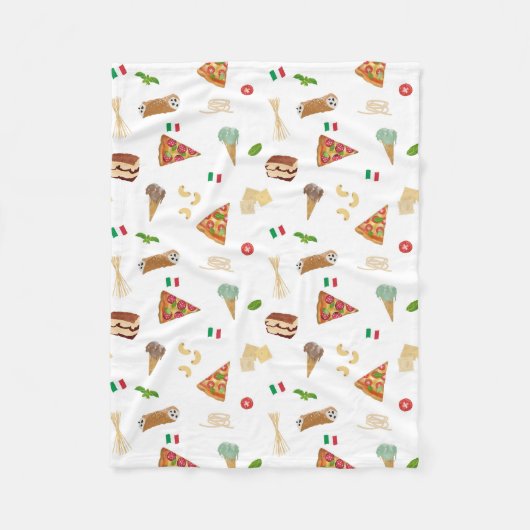 Italian Food Pizza Pasta Tiramisu Pattern Fleecedecke (Vorderseite)
