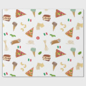 Italian Food Pizza Pasta Tiramisu Pattern Geschenkpapier (Flach)