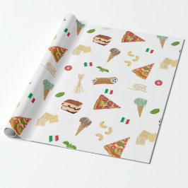 Italian Food Pizza Pasta Tiramisu Pattern Geschenkpapier
