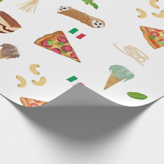 Italian Food Pizza Pasta Tiramisu Pattern Geschenkpapier (Ecke)
