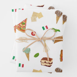 Italian Food Pizza Pasta Tiramisu Pattern Geschenkpapier Set