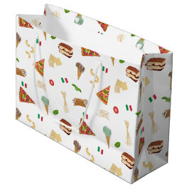 Italian Food Pizza Pasta Tiramisu Pattern Große Geschenktüte