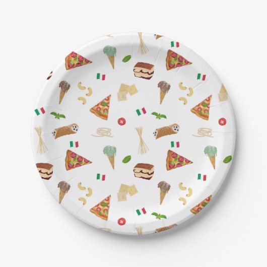 Italian Food Pizza Pasta Tiramisu Pattern Pappteller (Vorderseite)