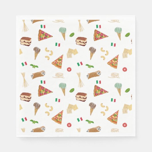 Italian Food Pizza Pasta Tiramisu Pattern Serviette (Vorderseite)