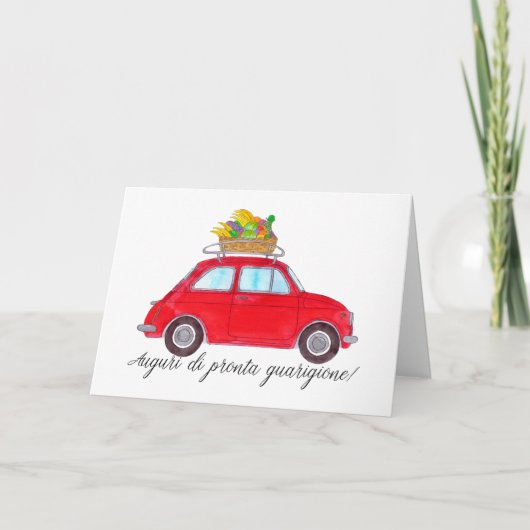 Italian Get well Red Retro Fiat 500 Karte (Vorderseite)