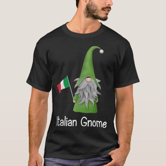 Italian Gnome Holding The Flag Of Italy T-Shirt (Vorderseite)