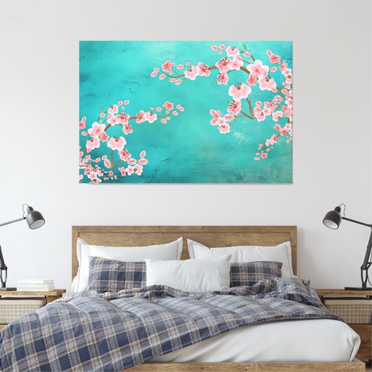 Italian Green Landscape with Soft Cherry Blossoms Leinwanddruck (Insitu (Schlafzimmer))