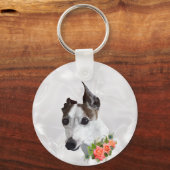 Italian Greyhound and Flowers Schlüsselanhänger (Vorderseite)