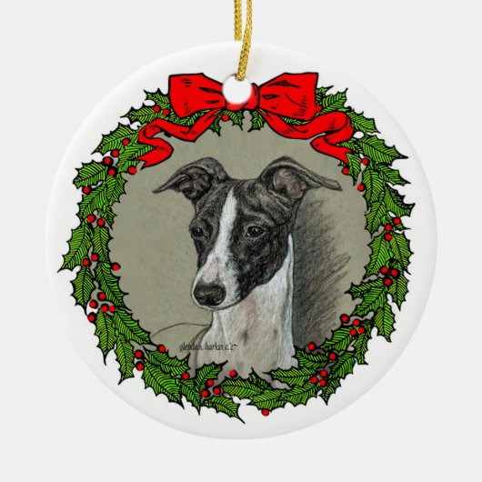 Italian Greyhound Art von Glenda S. Harlan Keramik Ornament (Vorne)