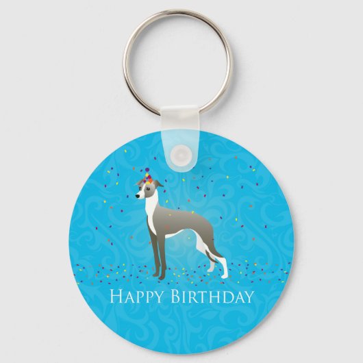 Italian Greyhound Birthday Design Schlüsselanhänger (Vorderseite)