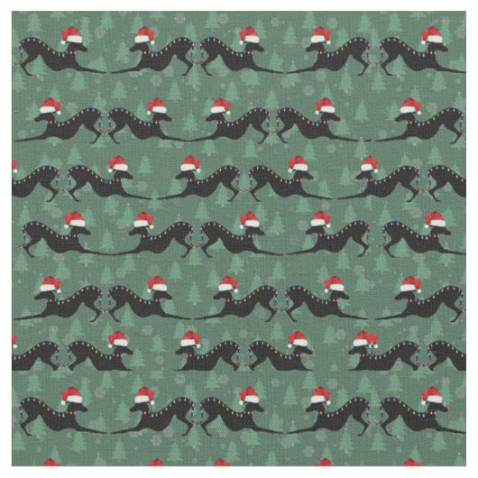 Italian Greyhound Christmas Fabic Stoff (Nahaufnahme)