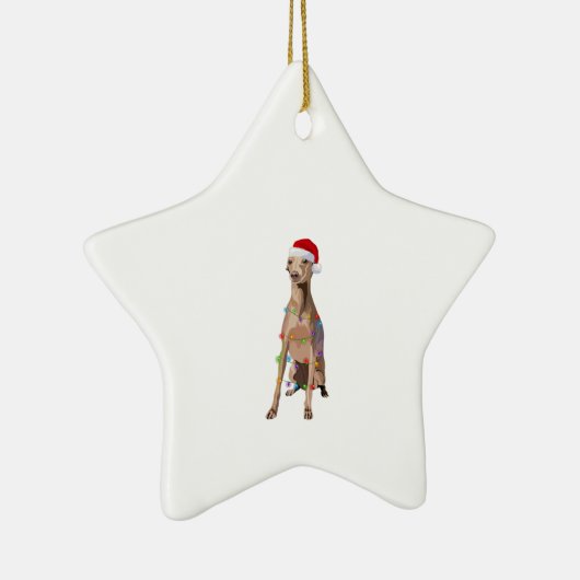 Italian Greyhound Christmas Lights Xmas Dog Lover Keramik Ornament (Rechts)