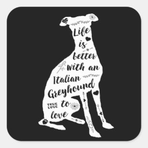 italian greyhound design italian greyhound dog quadratischer aufkleber
