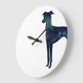 Italian Greyhound Dog Black Watercolor Silhouette Große Wanduhr (Winkel)