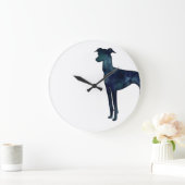 Italian Greyhound Dog Black Watercolor Silhouette Große Wanduhr (Zuhause)