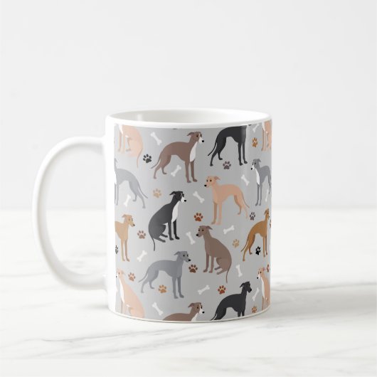 Italian Greyhound Dog Bones and Paws Coffee Mug Kaffeetasse (Links)