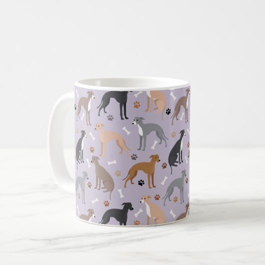 Italian Greyhound Dog Bones and Paws Kaffeetasse (Vorderseite Links)