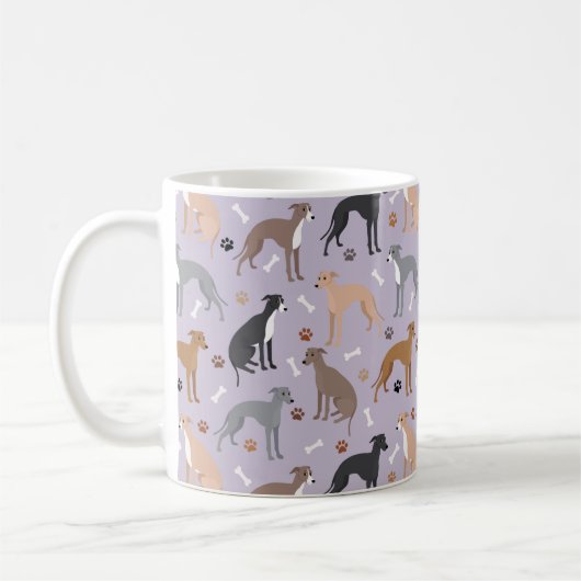 Italian Greyhound Dog Bones and Paws Kaffeetasse (Links)