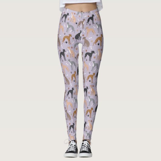 Italian Greyhound Dog Bones and Paws Leggings (Vorderseite)