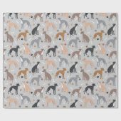 Italian Greyhound Dog Bones and Paws Wrapping Pape Geschenkpapier (Flach)