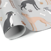 Italian Greyhound Dog Bones and Paws Wrapping Pape Geschenkpapier (Rolleneckpunkt)