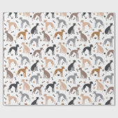 Italian Greyhound Dog Bones and Paws Wrapping Paps Geschenkpapier (Flach)