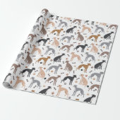 Italian Greyhound Dog Bones and Paws Wrapping Paps Geschenkpapier (Ungerollt)