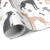 Italian Greyhound Dog Bones and Paws Wrapping Paps Geschenkpapier (Rolleneckpunkt)