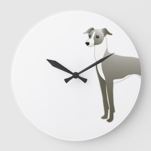 Italian Greyhound Dog Breed Illustration Silhouett Große Wanduhr (Vorderseite)