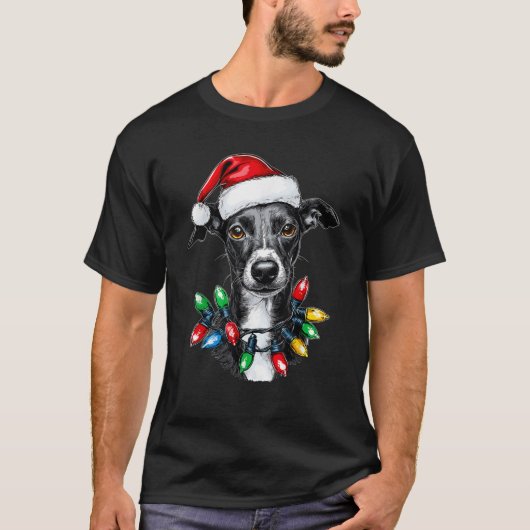 Italian Greyhound Dog Christmas Hat Xmas T-Shirt (Vorderseite)