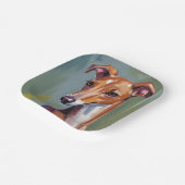 Italian Greyhound | Dog Watercolor Painting Pappteller (Gewinkelt)