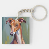 Italian Greyhound | Dog Watercolor Painting Schlüsselanhänger (Rückseite)