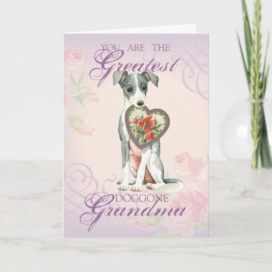 Italian Greyhound Heart Grandma Karte (Vorderseite)