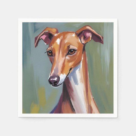 Italian Greyhound | Hunde-Aquarellmalerei Serviette (Vorderseite)