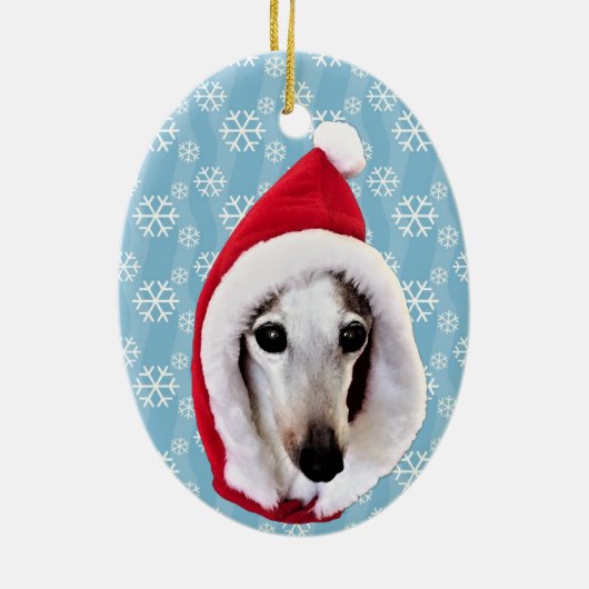 Italian Greyhound Santa Keramik Ornament (Hinten)