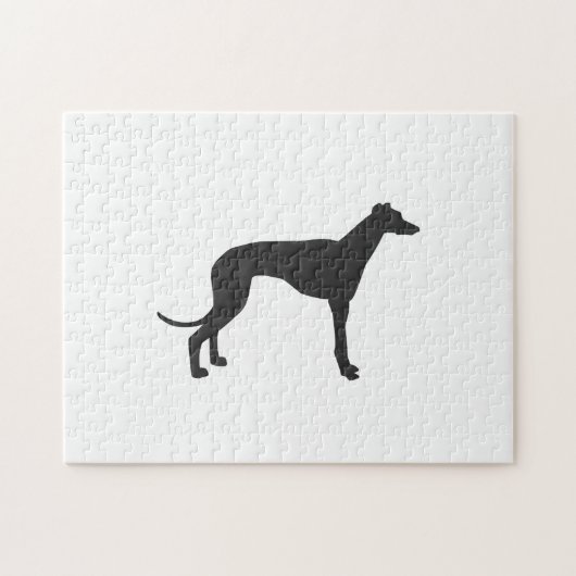 Italian Greyhound silhouette in black Puzzle (Horizontal)