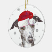 Italian Greyhound - Weihnachtsmannmütze Christmas  Keramik Ornament (Links)