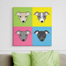 Italian Greyhound Whippet Niedlich Cartoon Pop Art Leinwanddruck