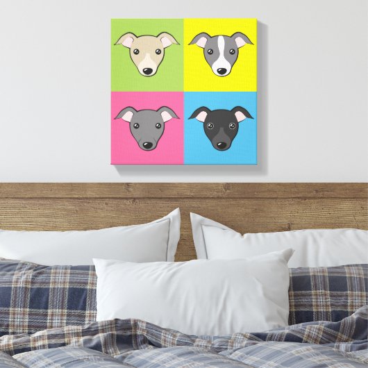 Italian Greyhound Whippet Niedlich Cartoon Pop Art Leinwanddruck (Insitu (Schlafzimmer))
