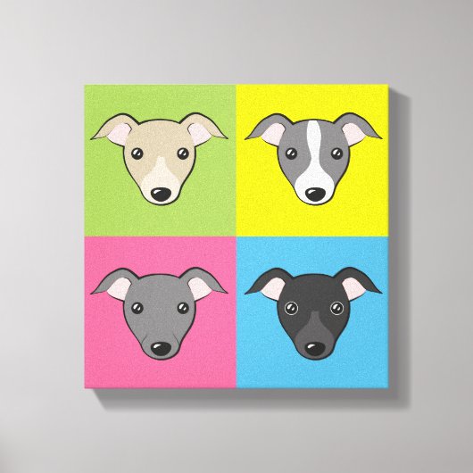 Italian Greyhound Whippet Niedlich Cartoon Pop Art Leinwanddruck (Vorderseite)
