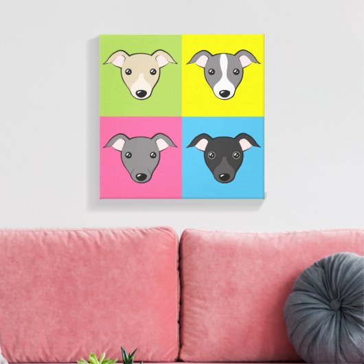 Italian Greyhound Whippet Niedlich Cartoon Pop Art Leinwanddruck (Insitu (Wohnzimmer))