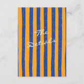 Italian Hand Written Painted Pinstripes Wedding Begleitkarte (Rückseite)