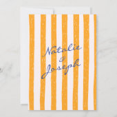 Italian Hand Written Painted Pinstripes Wedding Einladung (Rückseite)