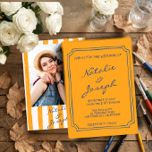 Italian Hand Written Painted Pinstripes Wedding Einladung