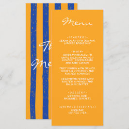 Italian Hand Written Painted Pinstripes Wedding Menükarte