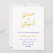 Italian Hand Written Yellow & Blue Stripes Wedding Einladung (Vorderseite)