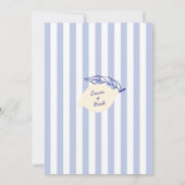 Italian Hand Written Yellow & Blue Stripes Wedding Einladung (Rückseite)