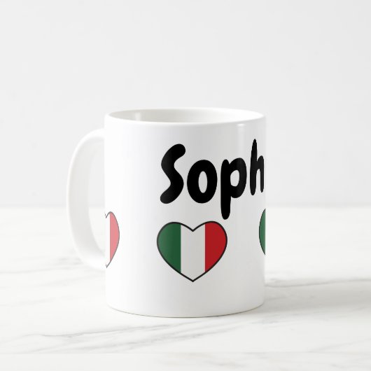 Italian heart with customizable name - Mug Kaffeetasse (Vorderseite Links)