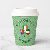 Italian Irish American Shamrock Personalized Text Pappbecher (Rückseite)
