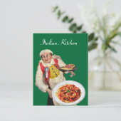 ITALIAN KITCHEN Grünes Rezept Postkarte (Stehend Vorderseite)